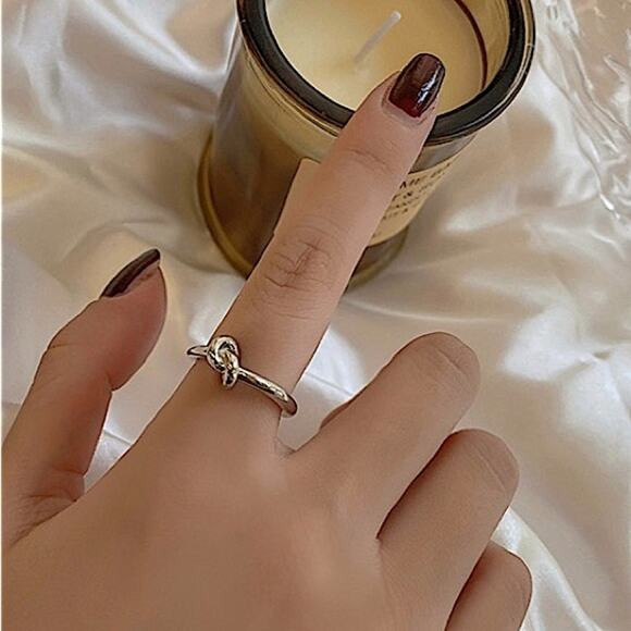 Tie Knot Silver Bangle Cuff Bracelet - Picture 8 of 8